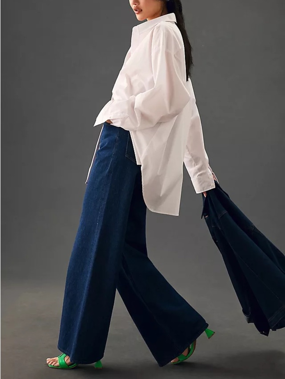 MOTHER High Rise Wide Leg Jeans — Dark Blue Denim - Picture 8 of 13